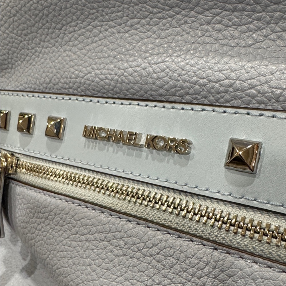 Michael Kors Kenly Blue Leather Studded Backpack - Picture 16 of 17